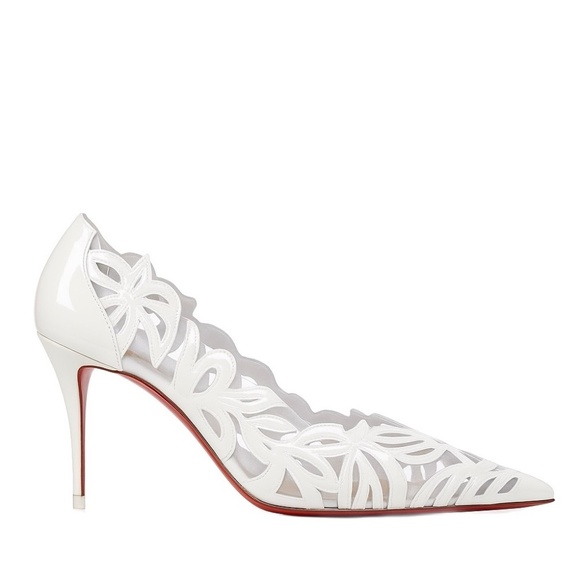 Christian Louboutin Apostropha Petunia Patent Leather White Size 40 New - Picture 2 of 6